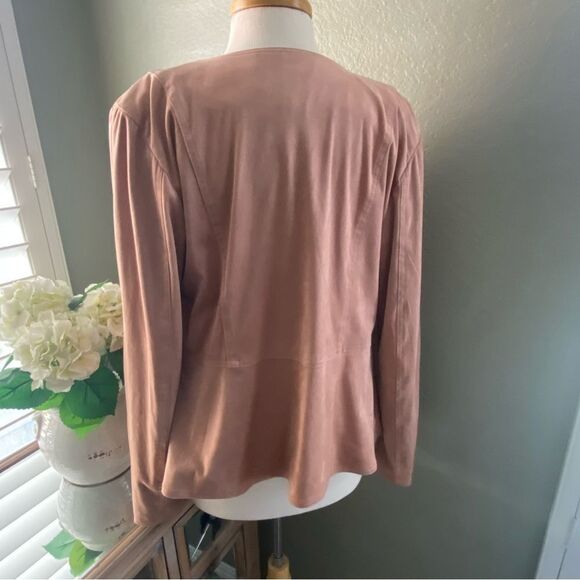 NWOT Anthropologie Hutch Draped Faux Suede Jacket Neutral Beige Large - Picture 16 of 16